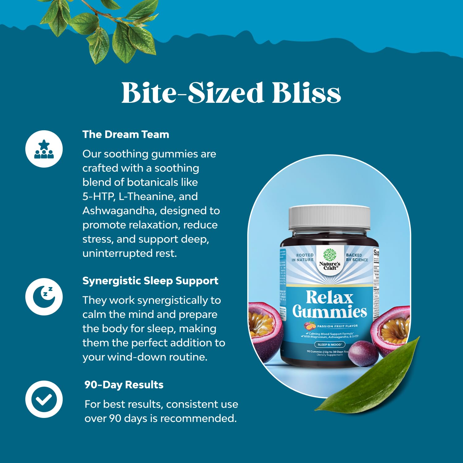 Natures Craft Pure Calm take gummy shows easy daily routine for on-the-go serenity.