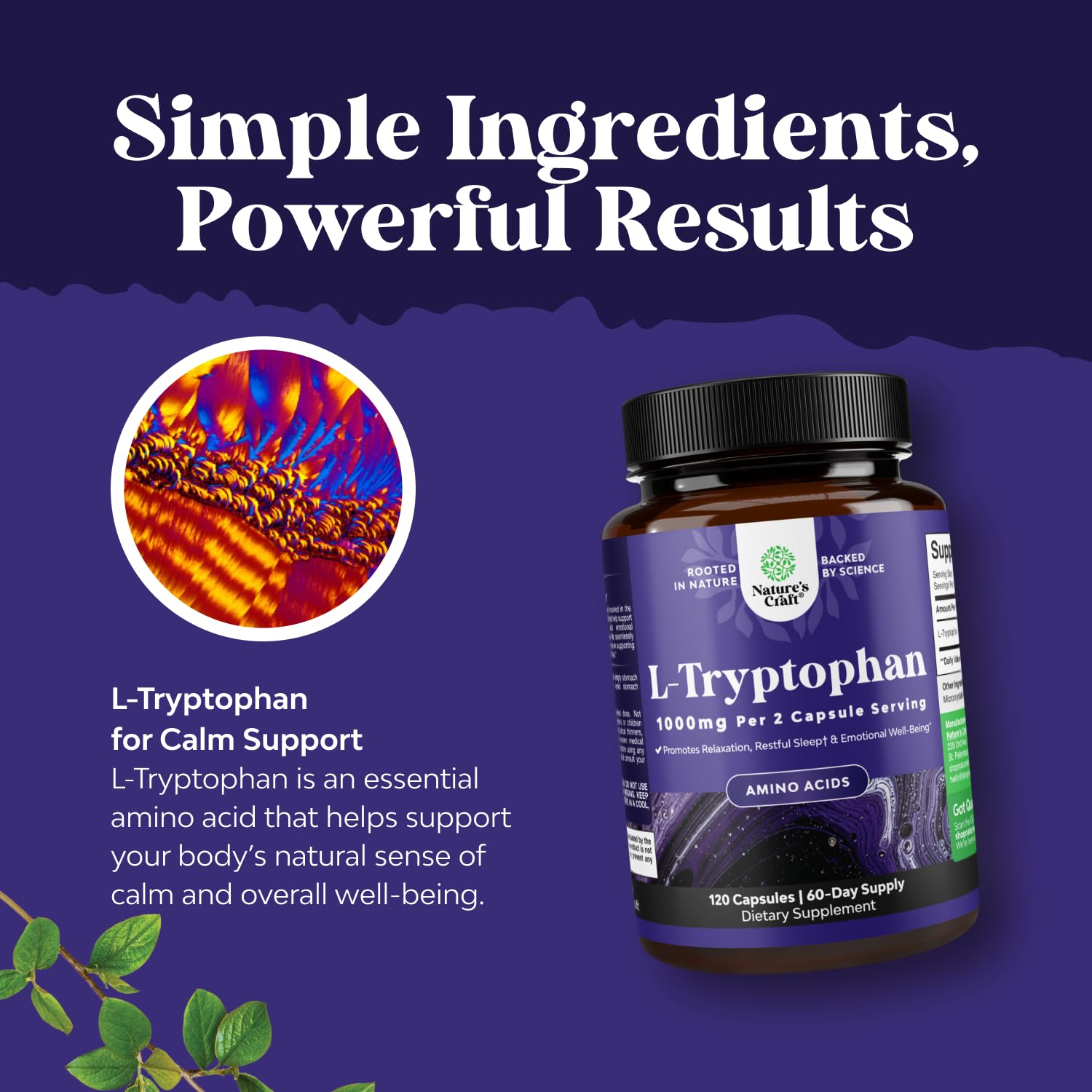 Natures Craft capsules closeup emphasizes pure single ingredient formula