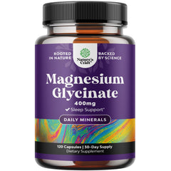 Natures Craft pure magnesium glycinate bottle shows 400 mg per serving for daily support.
