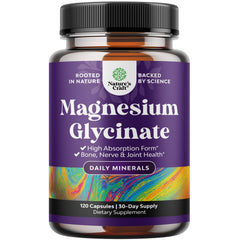 Natures Craft Pure Magnesium Glycinate 500mg bottle promotes restful sleep.