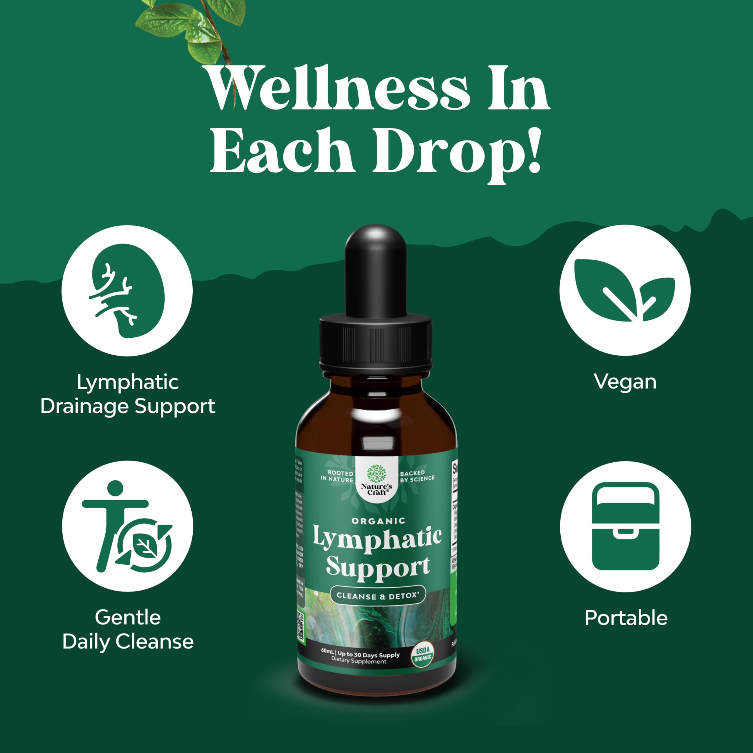 Natures Craft Red Clover Extract bottle highlighting organic herbal extract for daily balance.