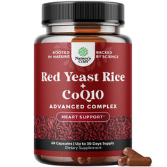 Natures Craft Red Yeast Rice with CoQ10 bottle highlights premium heart health blend.