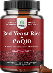 Natures Craft red yeast rice with CoQ10 bottle for daily cardiovascular support.