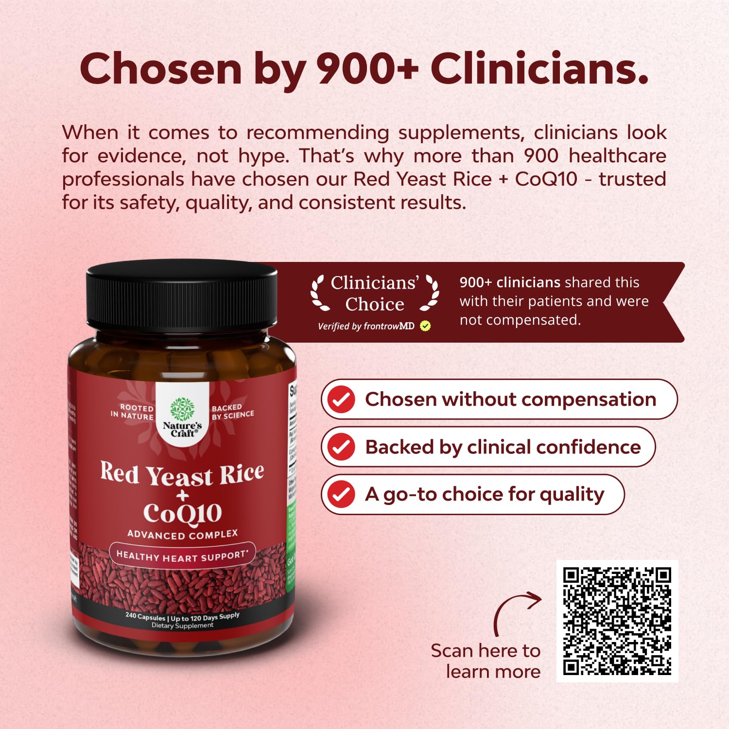Natures Craft red yeast rice capsules showing 1200 mg dosage per serving.