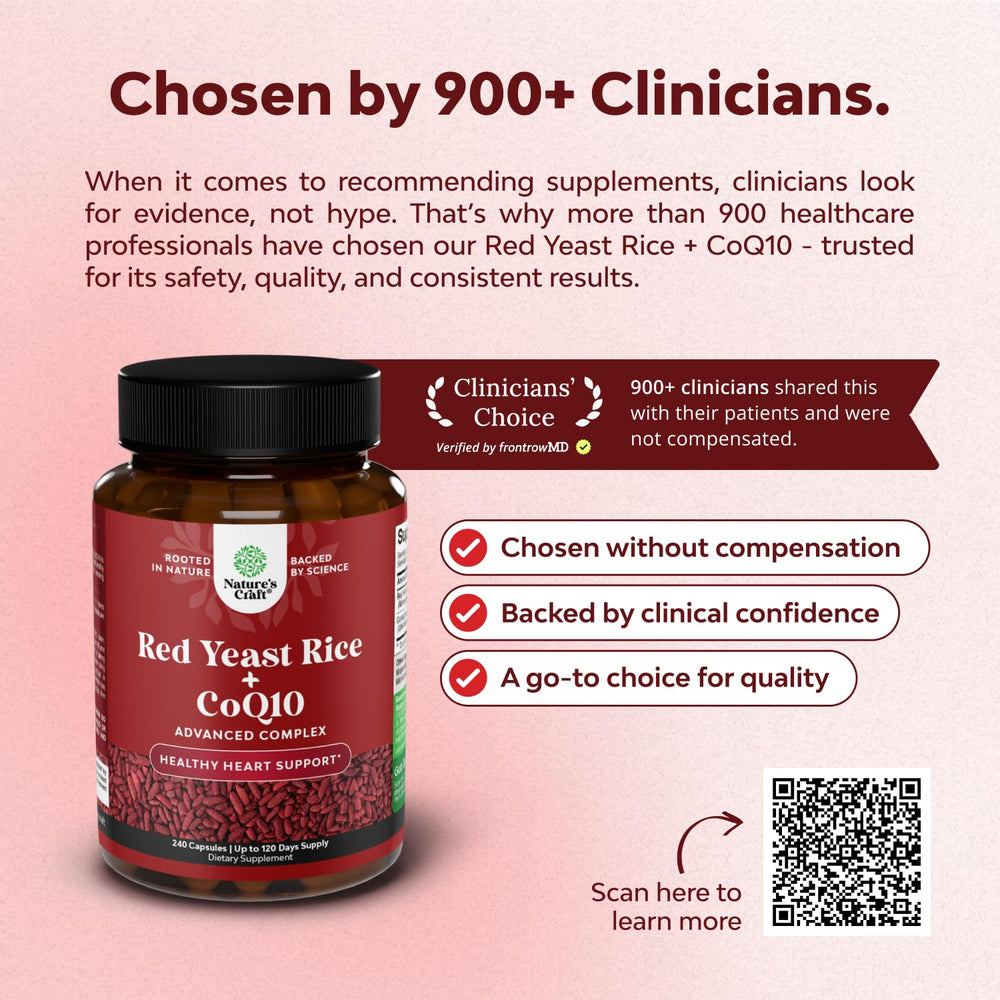 Natures Craft red yeast rice capsules showing 1200 mg dosage per serving.