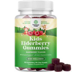 Natures Craft Sambucus elderberry gummies bottle with kid-friendly immune support.
