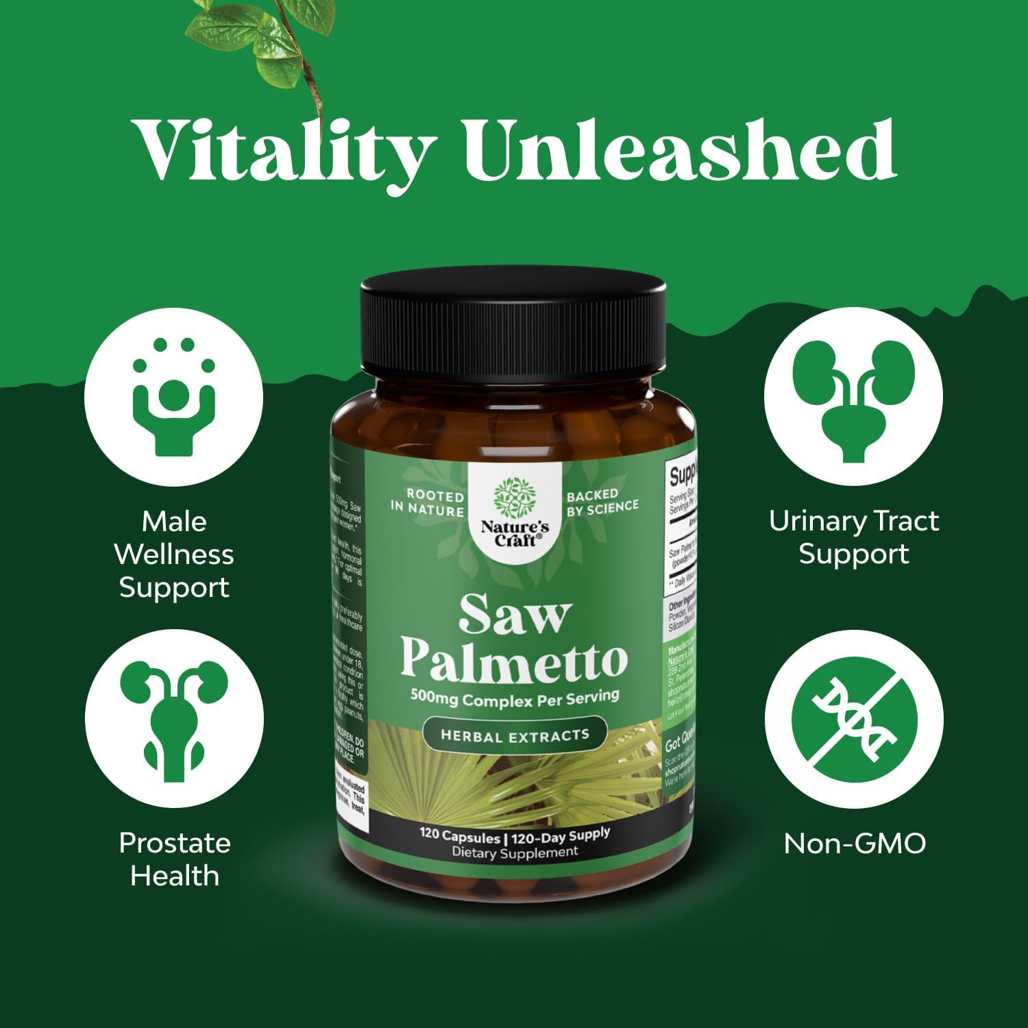 Natures Craft Saw Palmetto capsules ready for daily wellness routine
