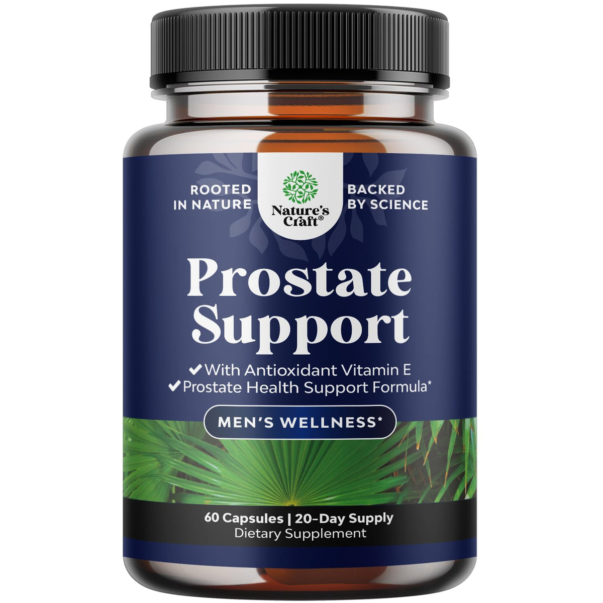Natures Craft saw palmetto pygeum bottle supports urinary comfort.