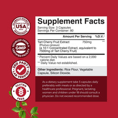 Nature's Craft tart cherry extract capsules with polyphenols for antioxidant balance.