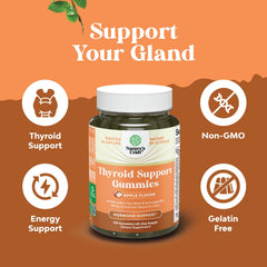 Natures Craft gelatin-free thyroid gummies packaging with non-GMO claim.