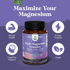 Glycinate-taurate-malate magnesium formula label highlights high absorption.