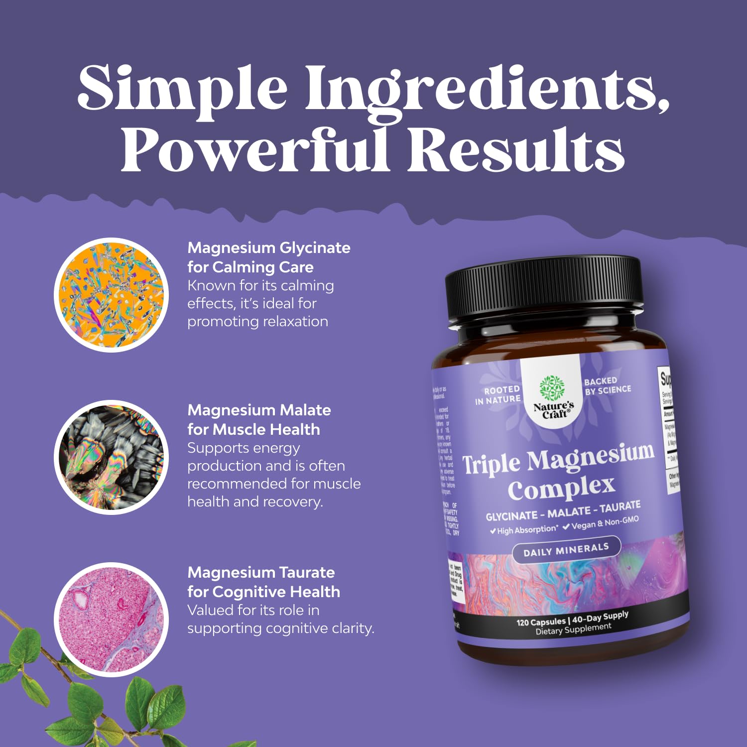 Magnesium malate capsule by Natures Craft supports comfortable digestion and relaxation.