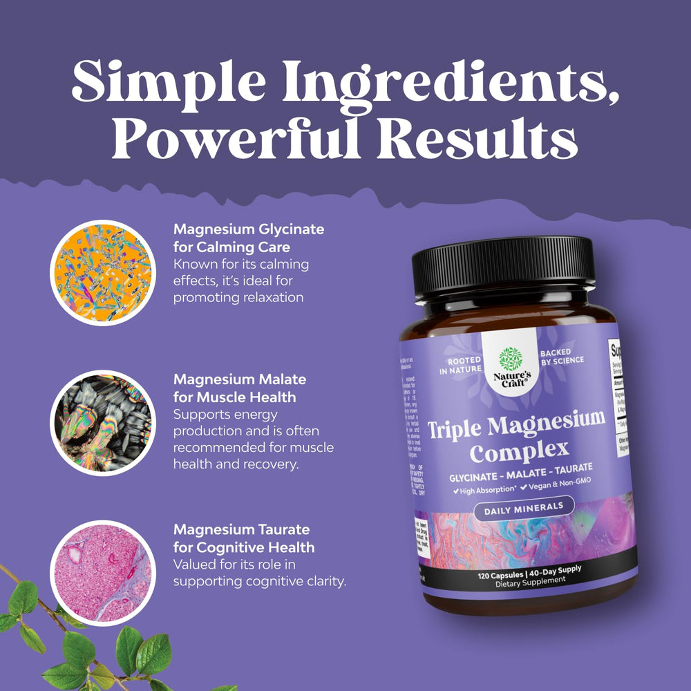Magnesium malate capsule by Natures Craft supports comfortable digestion and relaxation.
