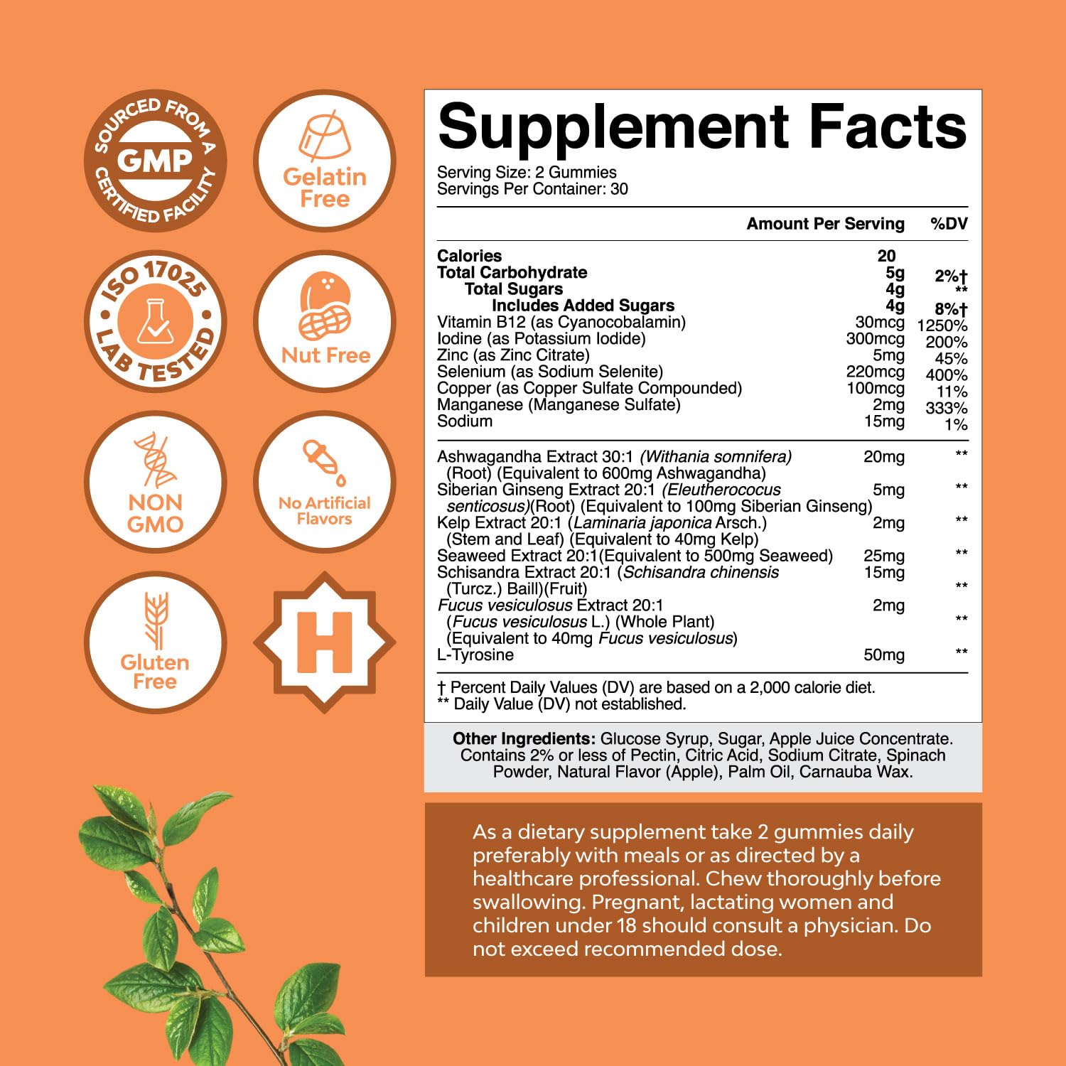 Natures Craft Vegan Thyroid Gummies closeup highlighting sea moss formula for wellness