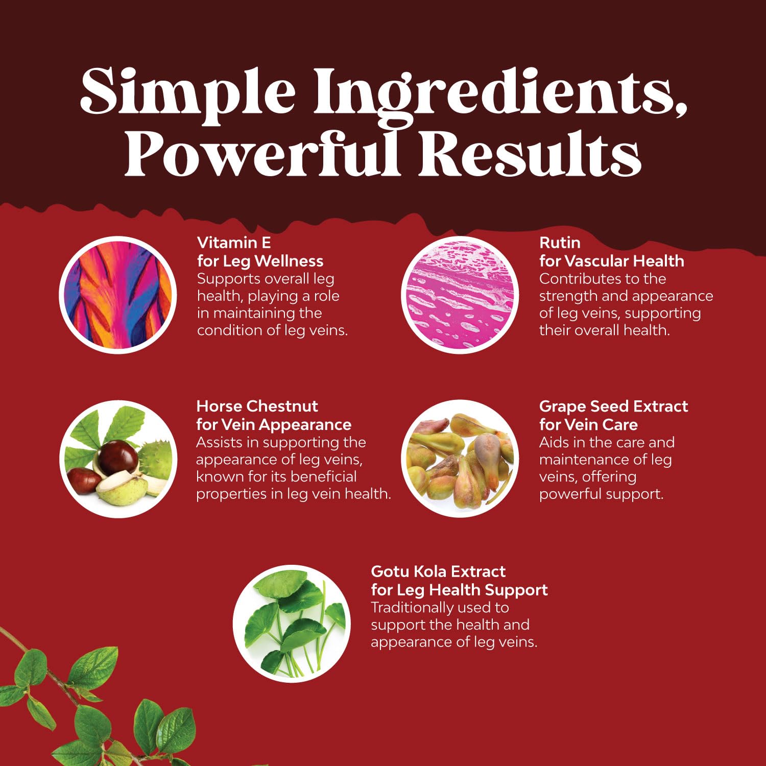 Natures Craft Vein Support label detail emphasizes clean formula.