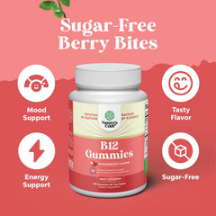 Label view on Natures Craft Vitamin B12 Gummies shows kosher and gluten-free certifications.
