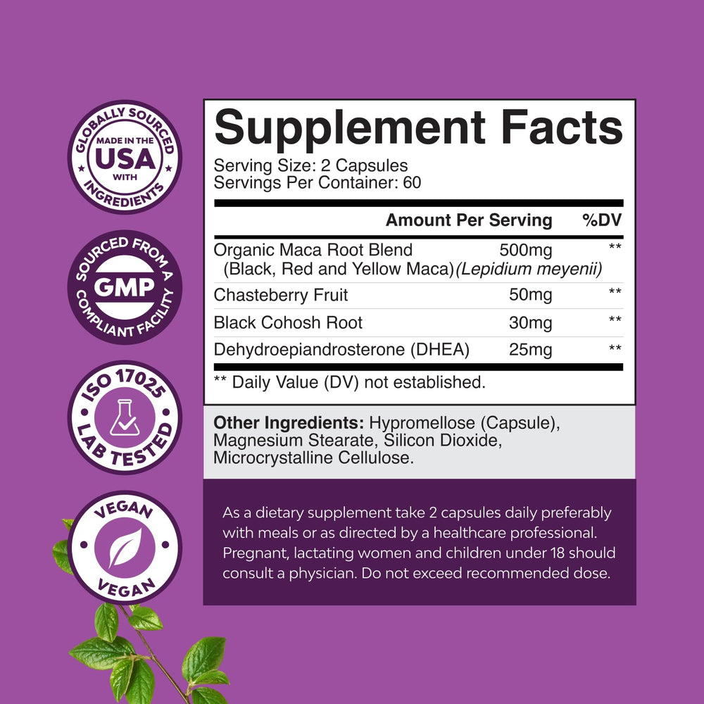 Nature's Craft vitex berry capsules suggest cycle balance and mood support