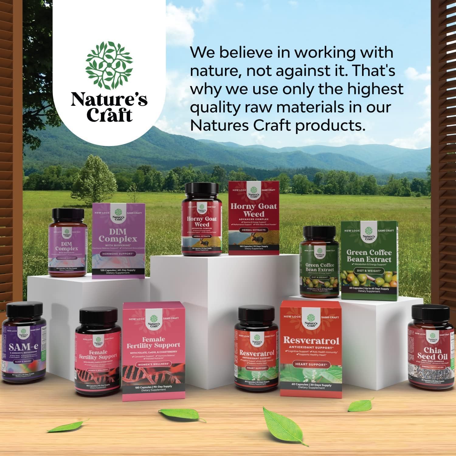 Wellness setup shows Natures Craft bottle paired with water for daily intake.