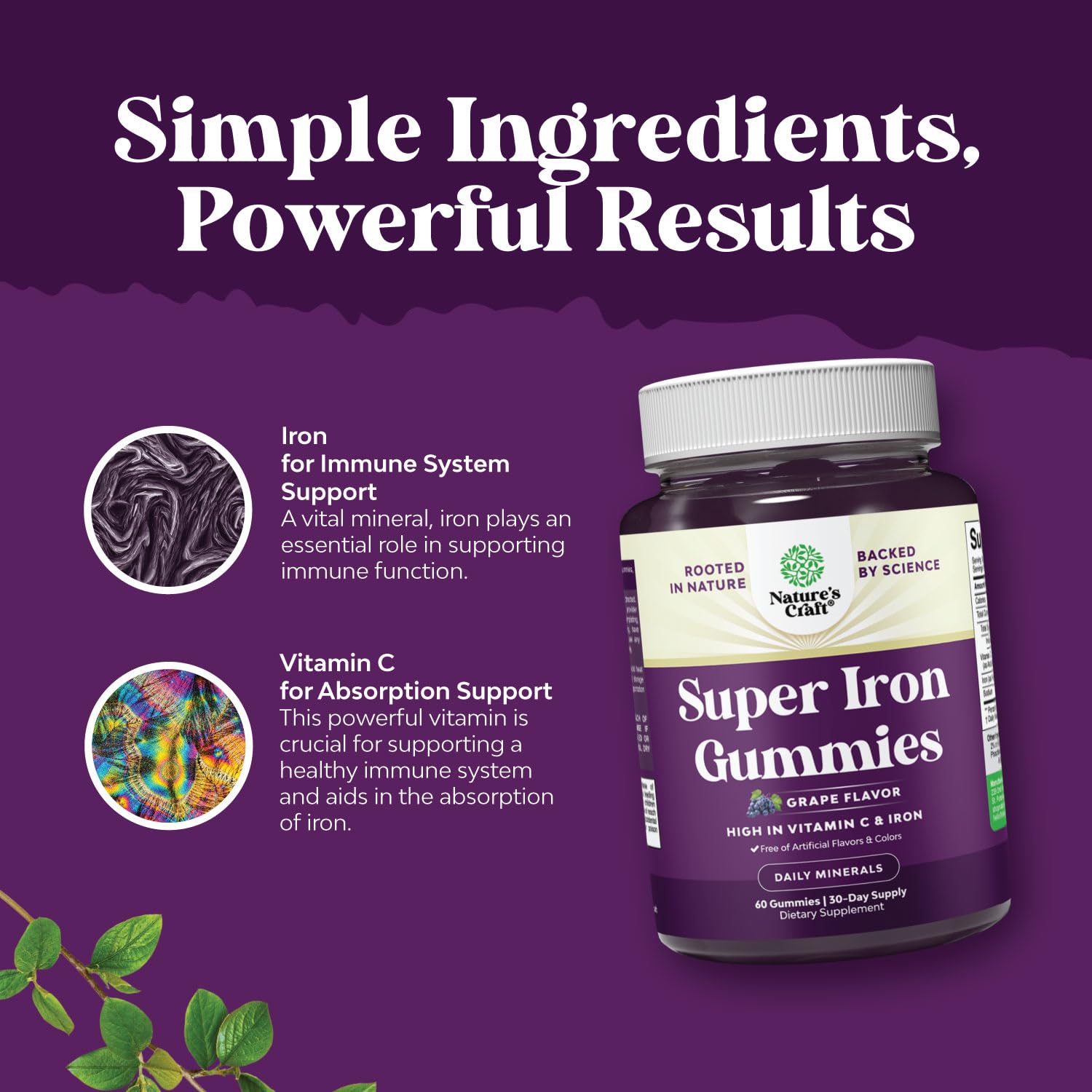 Natures Craft Woman taking iron gummies during daily routine.