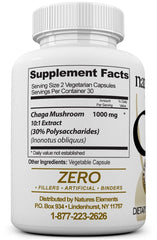 Natures Elements Chaga Mushroom capsules close-up showing vegan capsules.