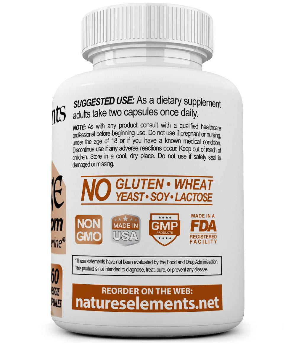 Made in USA GMP FDA facility stamp on Natures Elements bottle.