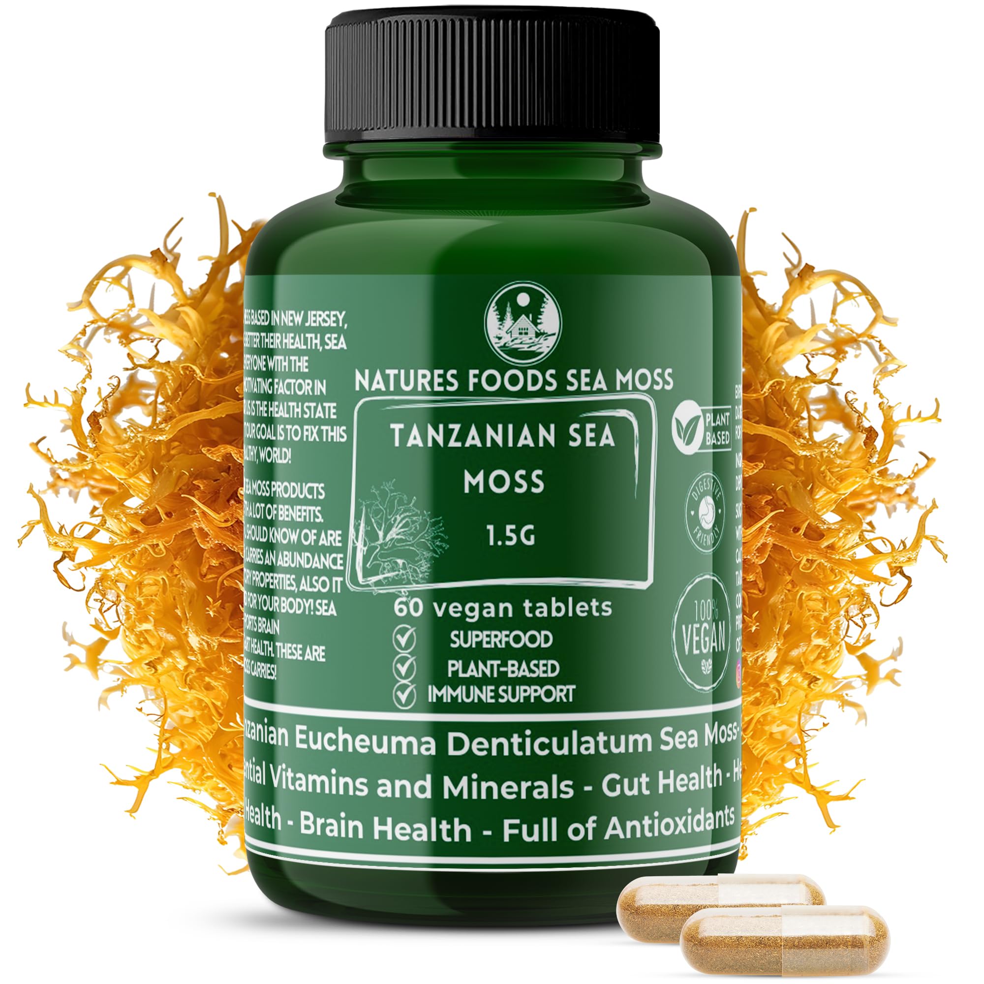 Close-up of wildcrafted Tanzanian sea moss powder from Natures Foods