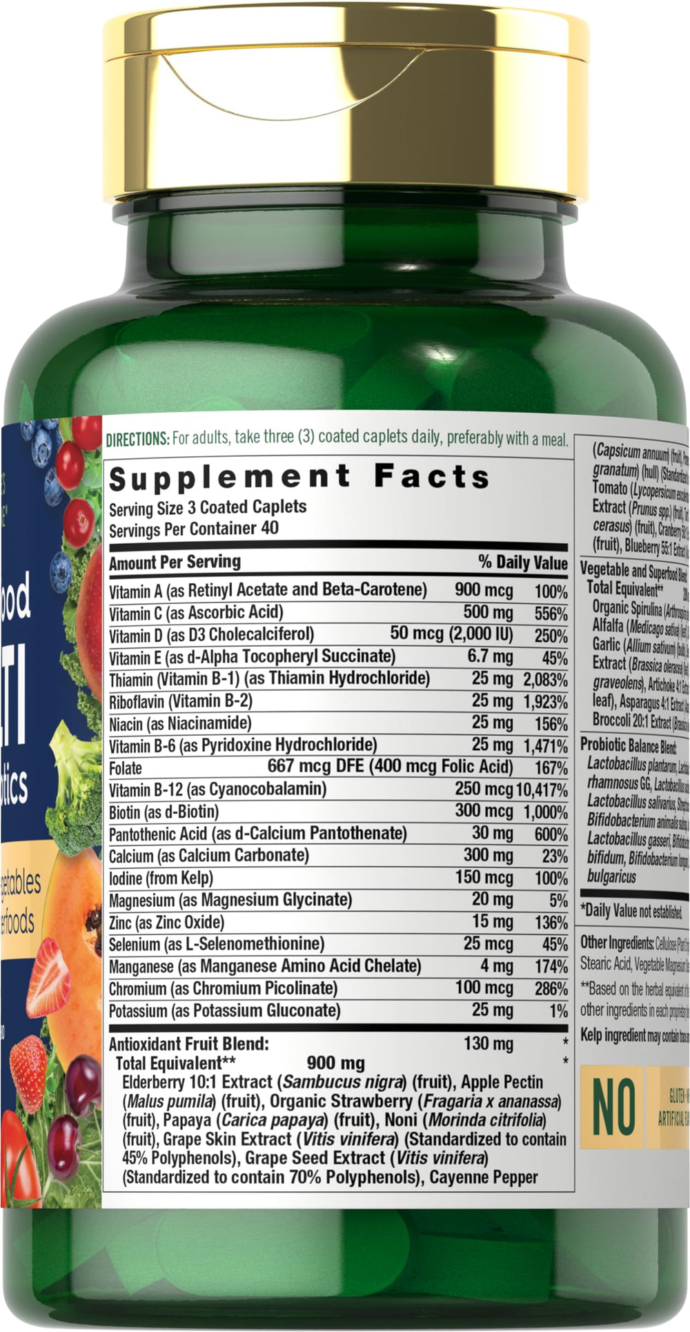 Nature's Fortune probiotic balance blend graphic illustrating digestive support.
