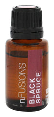 Nature's Fusions Black Spruce oil swirling in bathwater, infusing calming resinous notes.