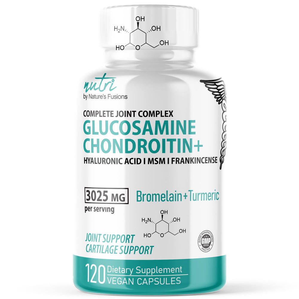 Nature's Fusions glucosamine bottle front for daily joint support.