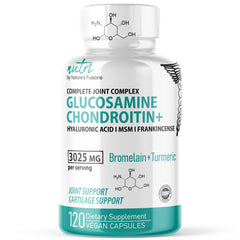 Nature's Fusions glucosamine bottle front for daily joint support.