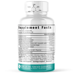 Nature's Fusions glucosamine capsules pour shows daily intake for flexible joints.