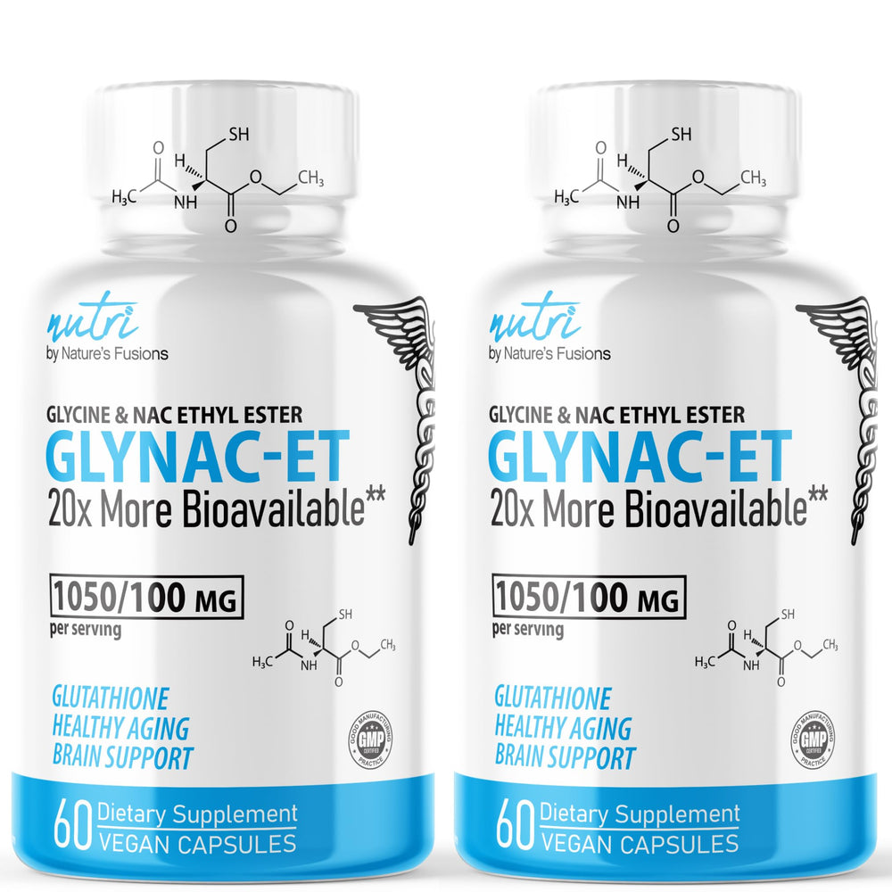 Nature's Fusions GlyNAC-ET bottle promotes antioxidant support for daily wellness.