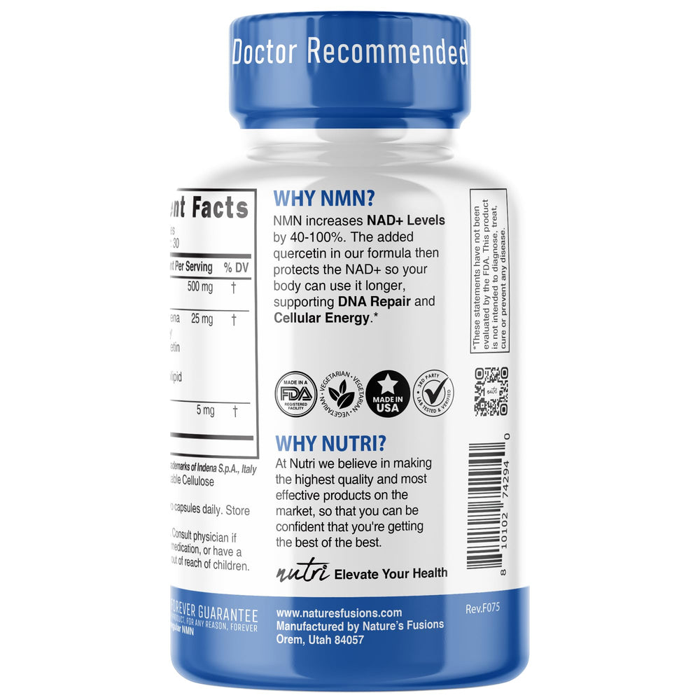 Nature's Fusions NMN bottle on desk promotes convenient, consistent supplementation.