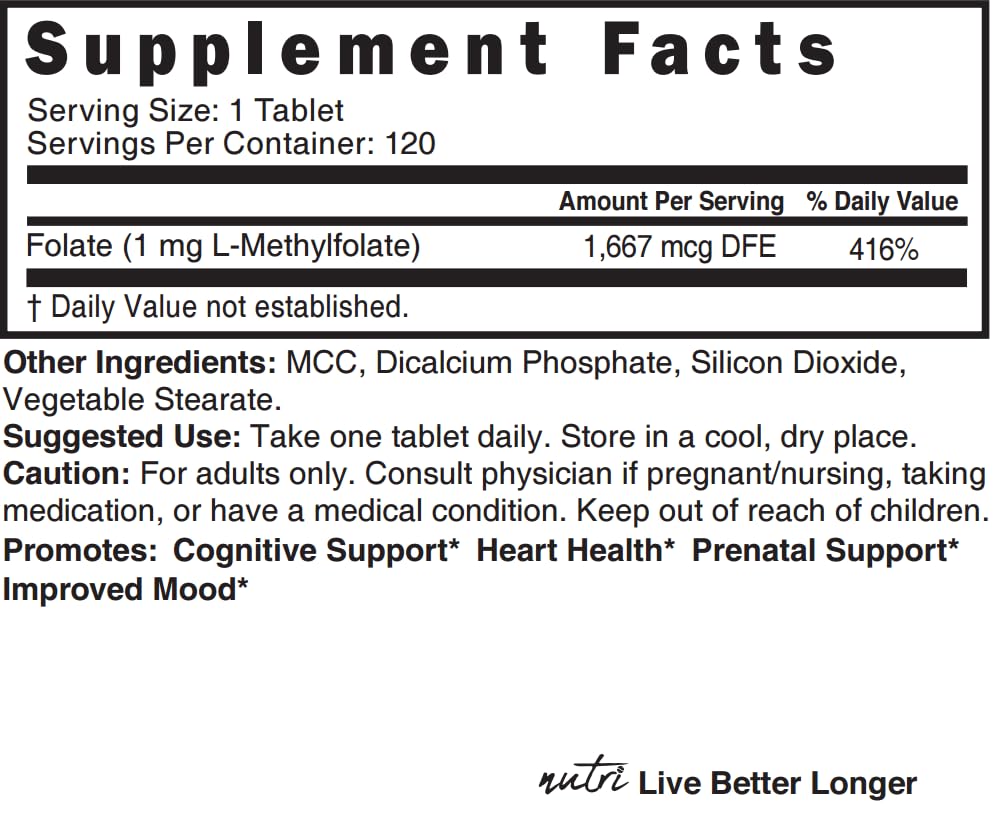 Nature's Fusions Nutri 5-MTHF bottle pour illustrating daily use