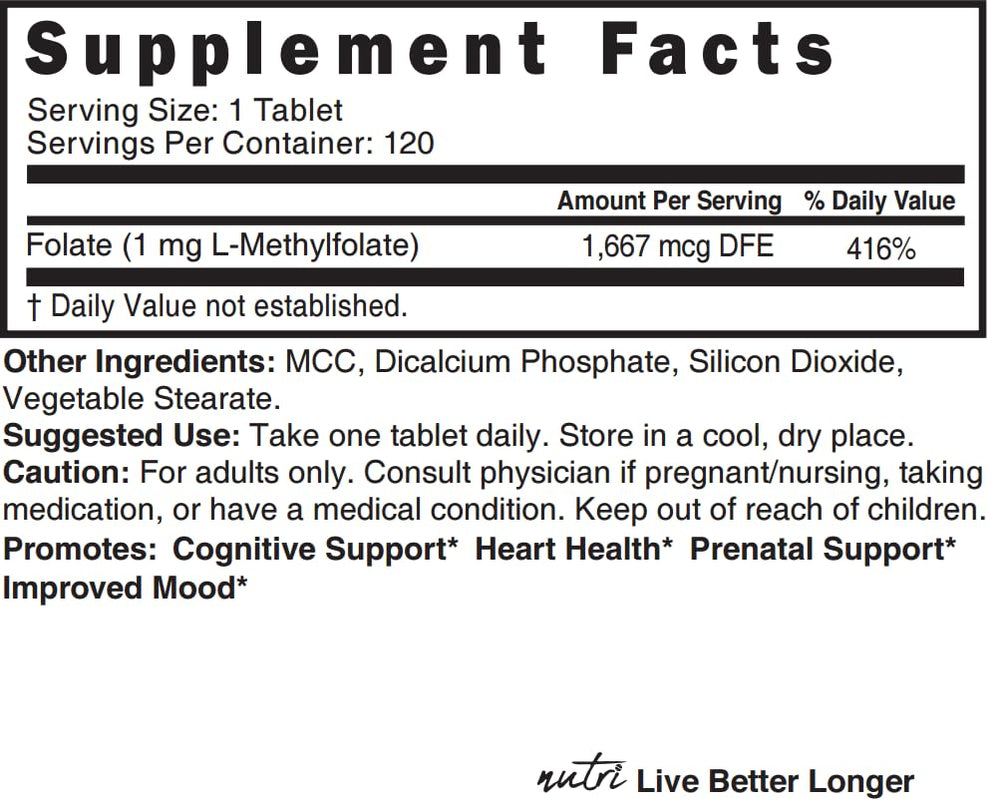 Nature's Fusions Nutri 5-MTHF bottle pour illustrating daily use