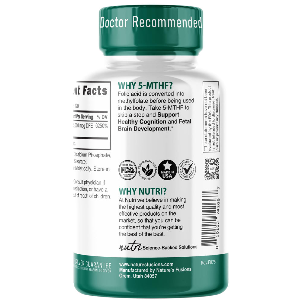 Nutri 5-MTHF 15 mg strength on label showcasing dosage.