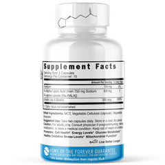 Nature's Fusions Nutri R Alpha Lipoic Acid capsules close-up shows 600 mg dose and vegan capsules.