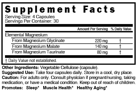 Close-up of bottle label highlighting 440 mg per serving and chelated magnesium