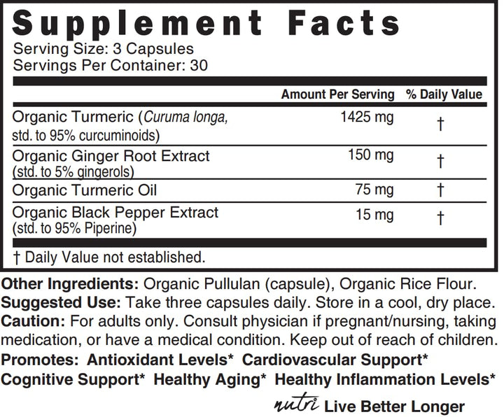 Nature's Fusions Nutri Turmeric with ginger and pepper blend for absorption