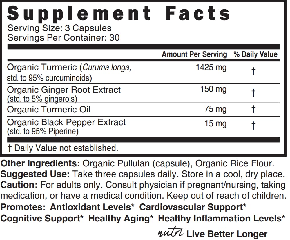 Nature's Fusions Nutri Turmeric with ginger and pepper blend for absorption