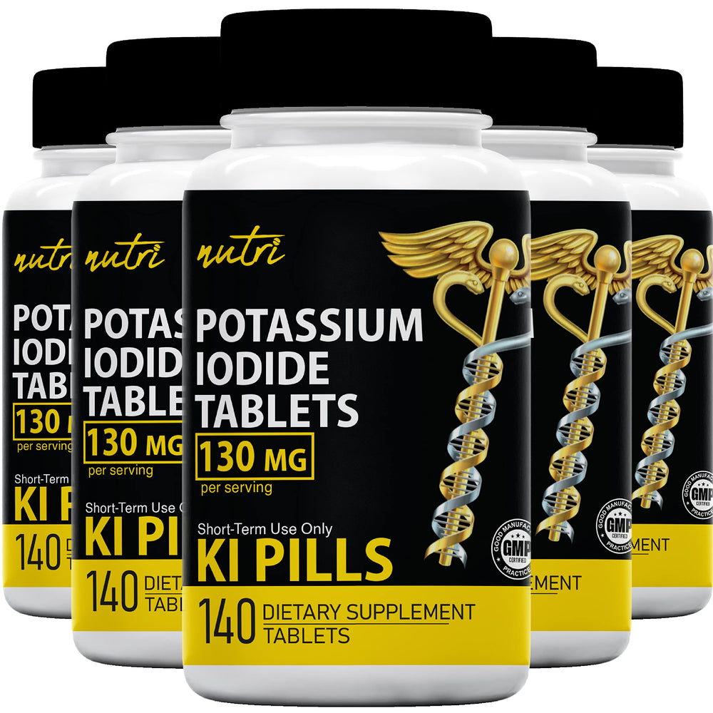 Nature's Fusions potassium iodide tablets bottle for home emergency prep.