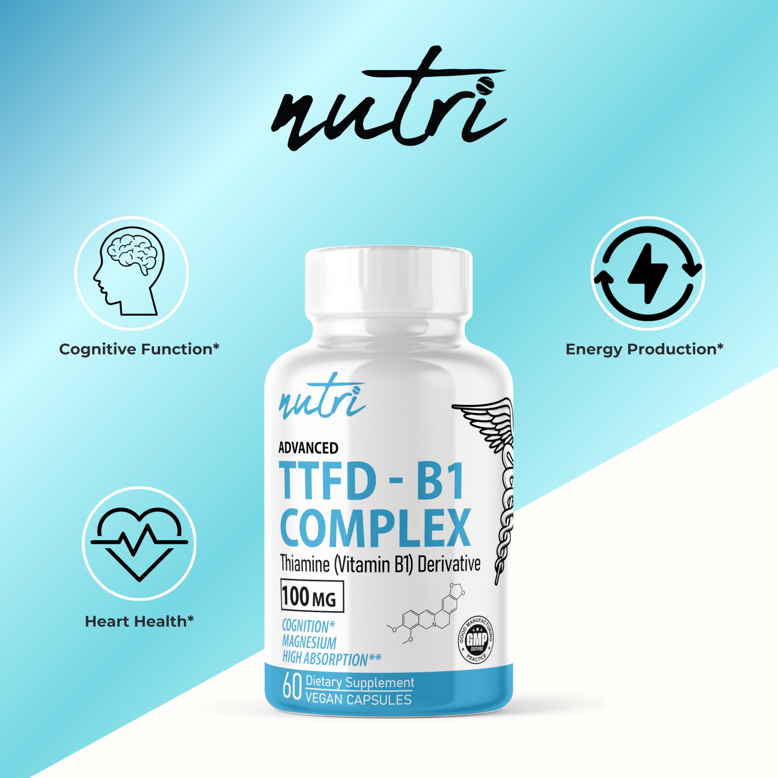 Nature's Fusions TTFD Thiamine B1 bottle seal signals quality and testing.