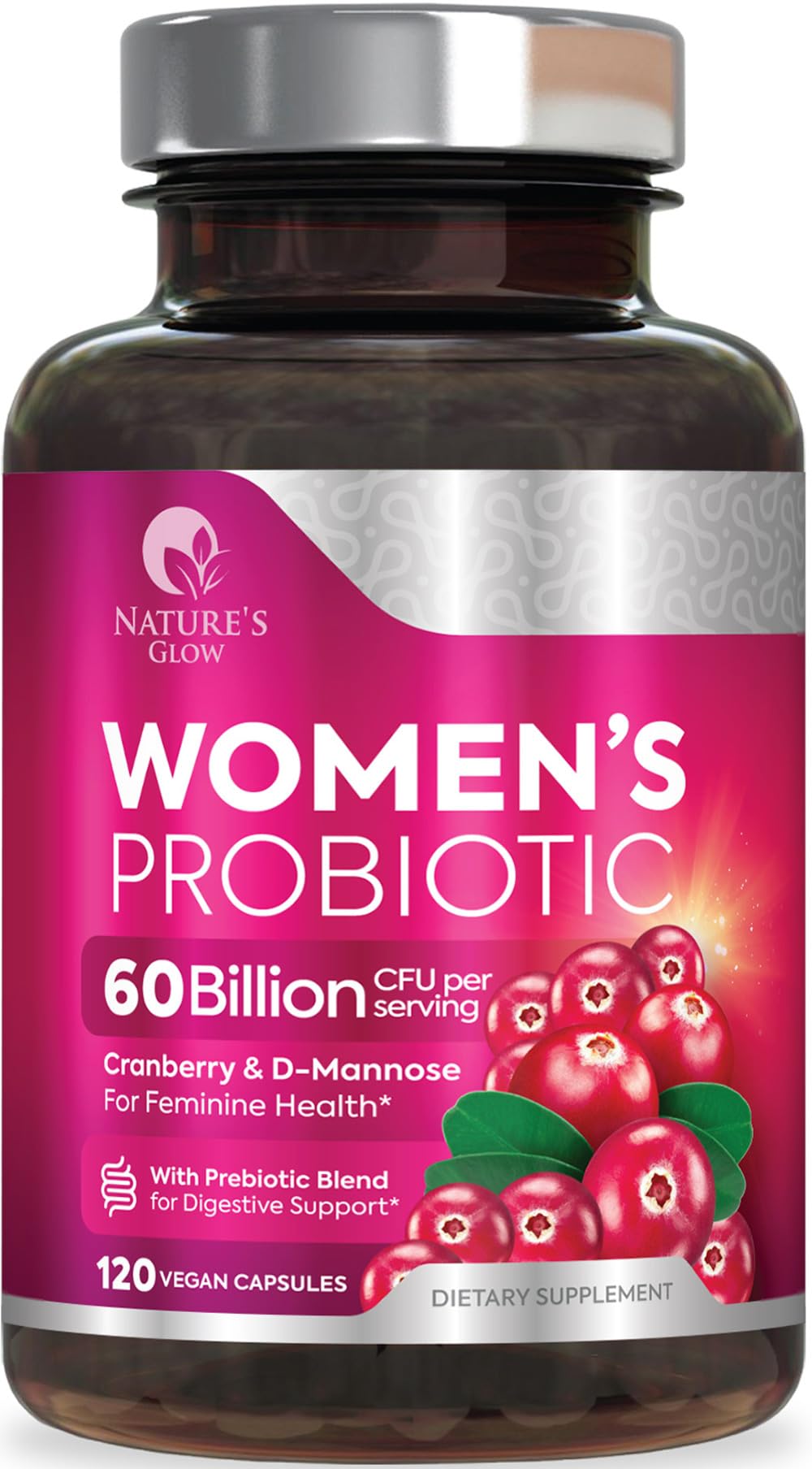 Nature's Glow women's probiotics 50B CFU bottle for daily digestive balance