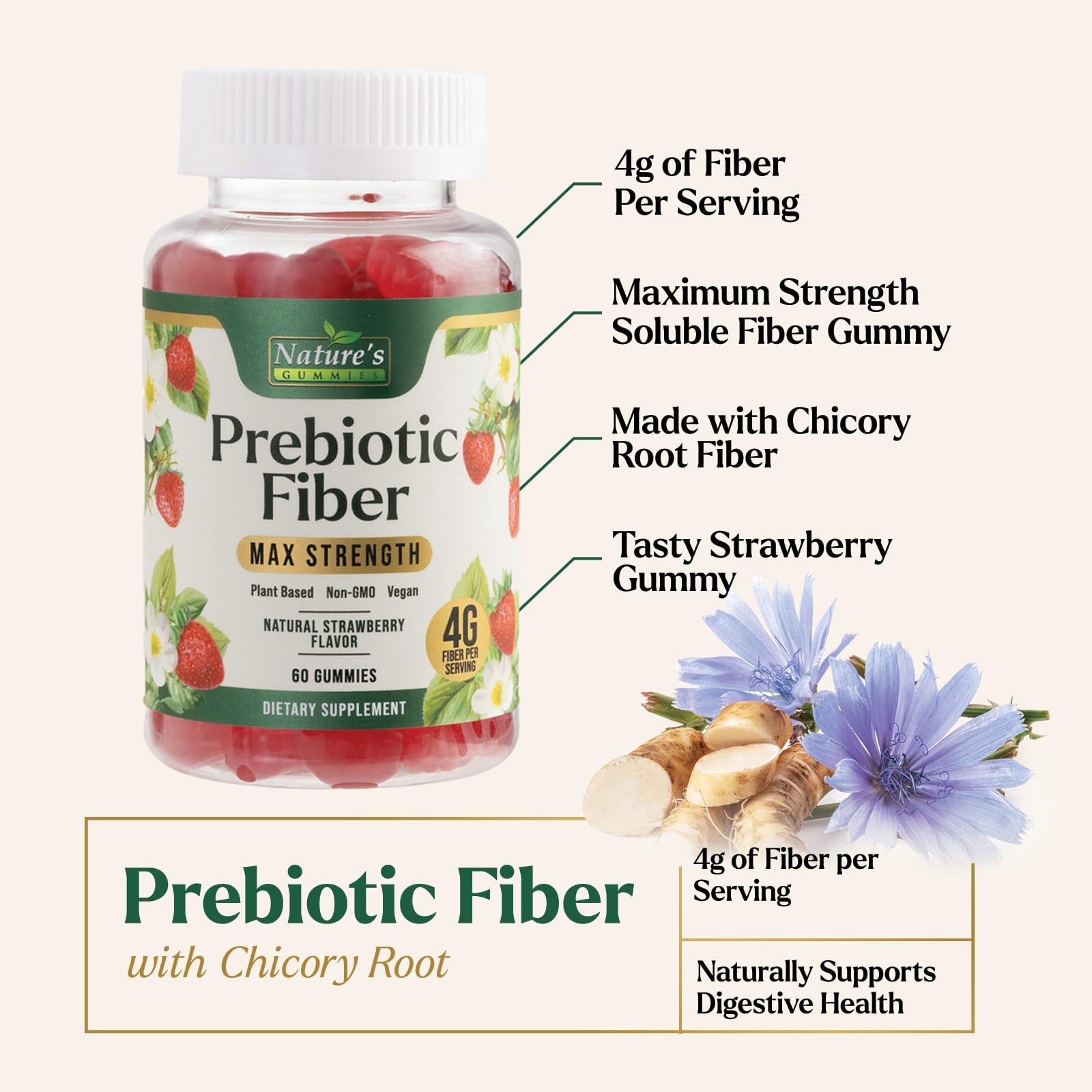 Nature's Gummies Fiber Gummies product with plant-based ingredients