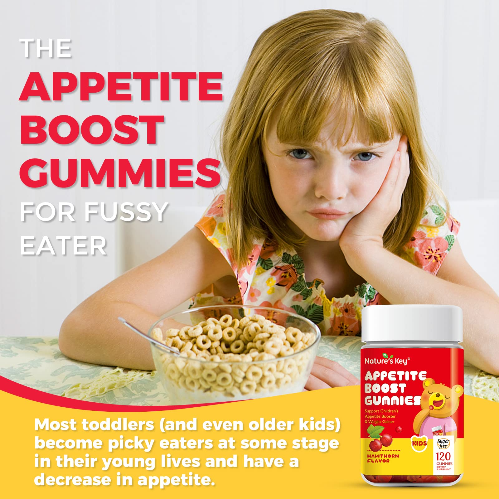 Nature's Key Appetite Booster Gummies closeup shows appealing gummy texture