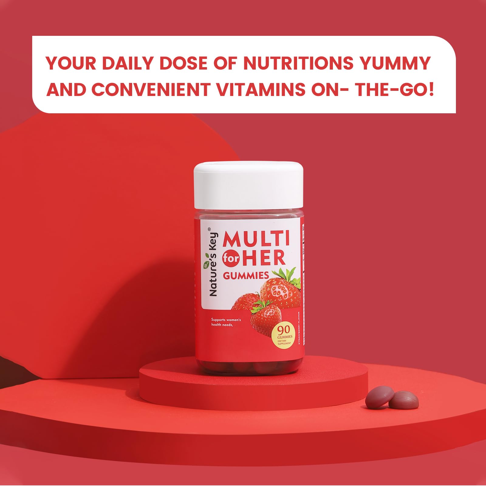 Nature's Key strawberry multivitamin gummies ideal for on-the-go use