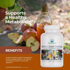 Nature's Lab label close-up highlighting 1200mg ACV content.