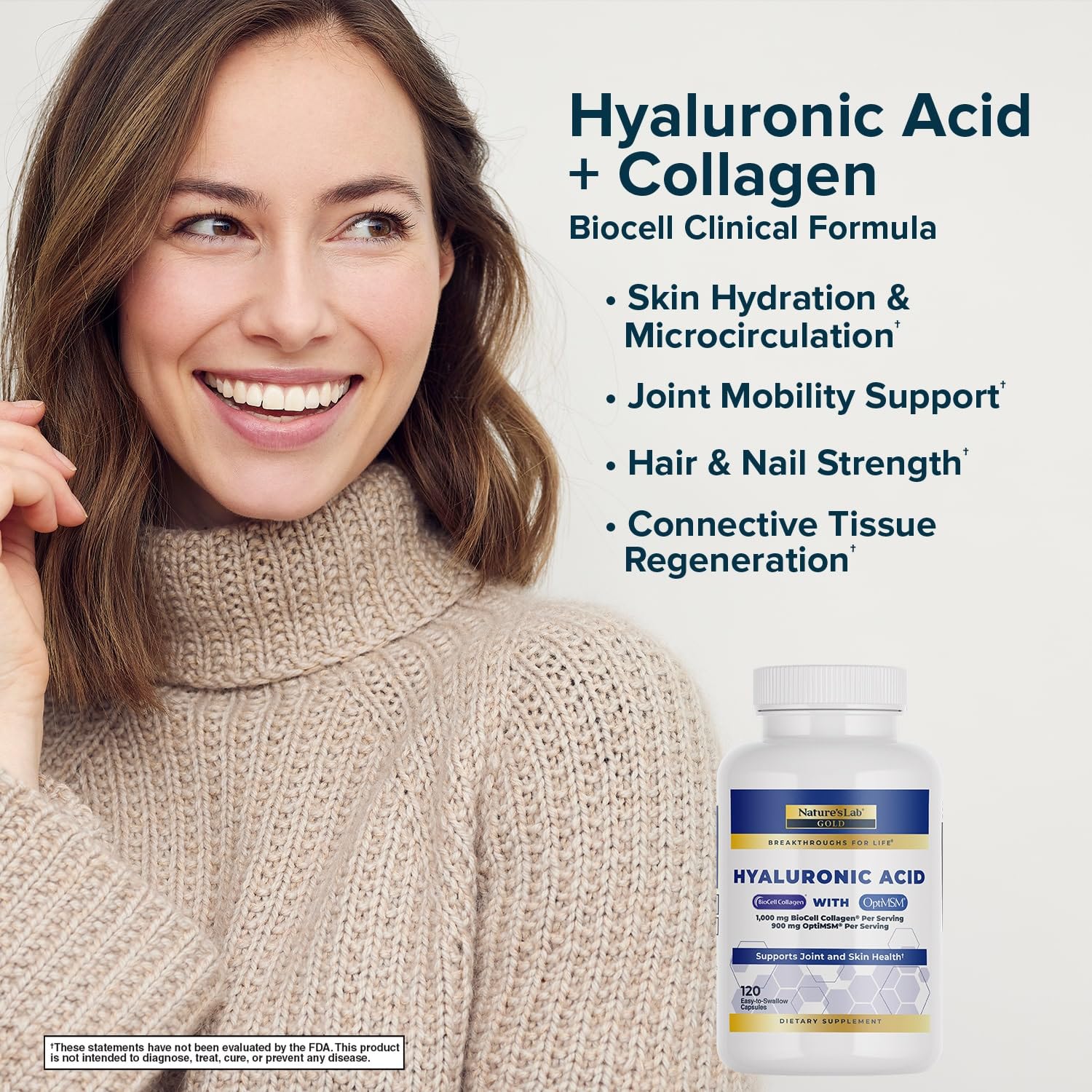 Biocell collagen graphic emphasizes superior absorption for skin and joints.