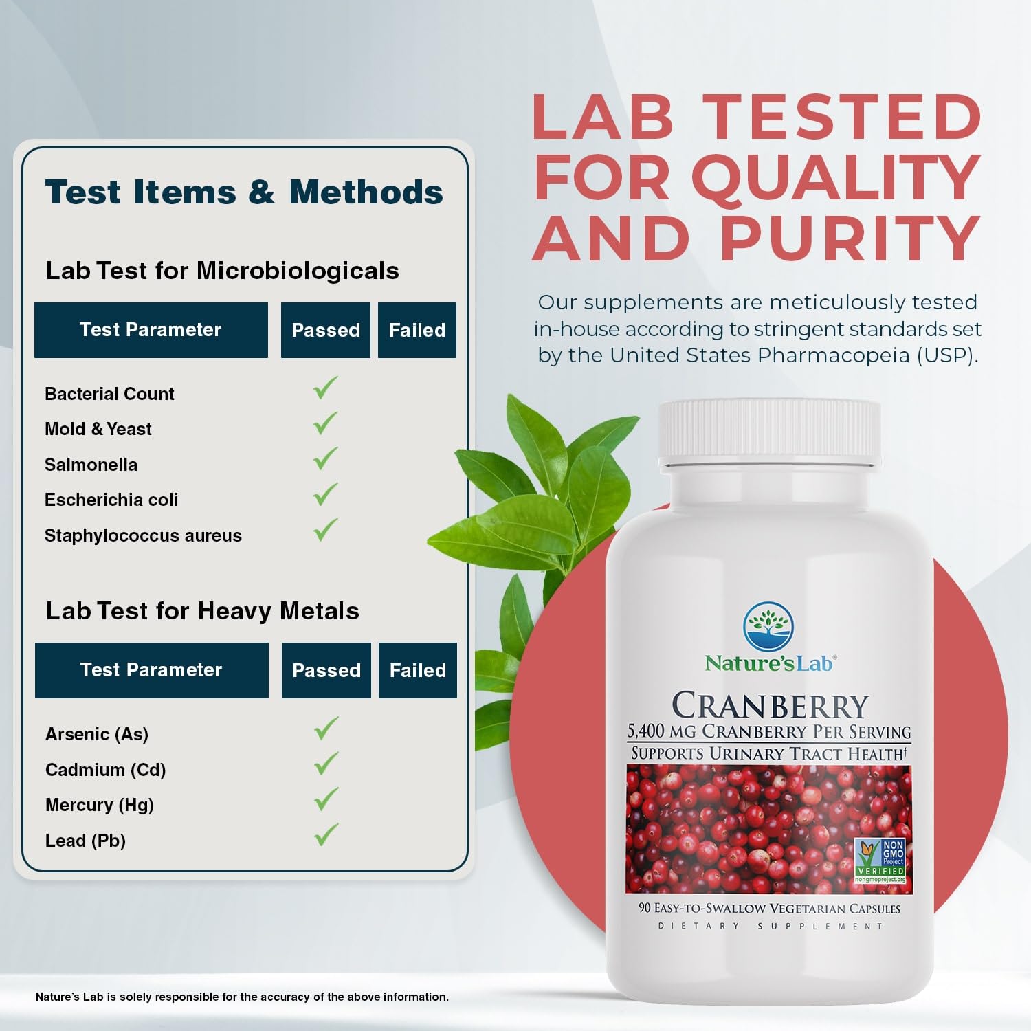Nature's Lab Cranberry 5400mg label detail reveals 90 capsules per pack.