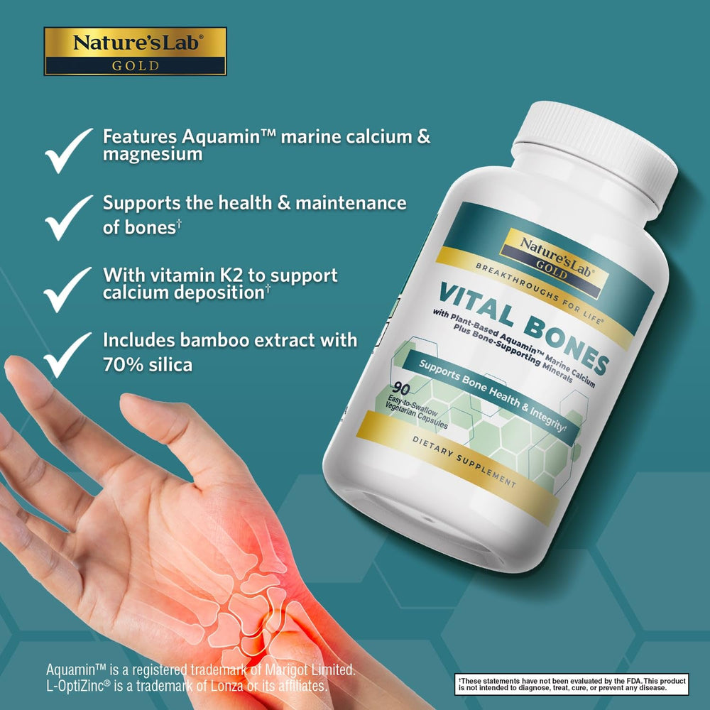 Nature's Lab capsules closeup showing vegetarian calcium for bone health